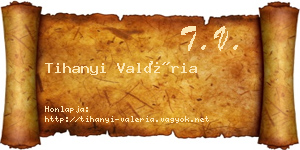 Tihanyi Valéria névjegykártya